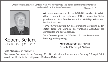 Traueranzeige von Robert Seifert 