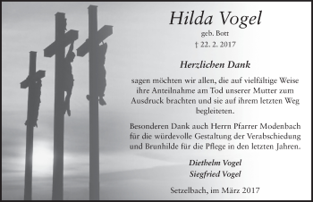 Traueranzeige von Hilda Vogel 