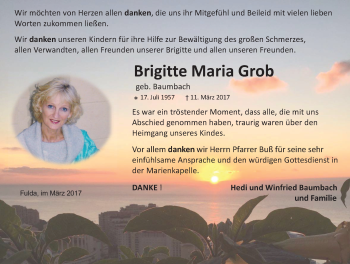 Traueranzeige von Brigitte Maria Grob 