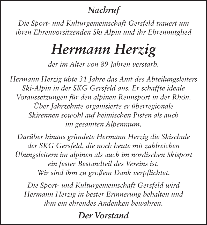  Traueranzeige für Hermann Herzig vom 24.03.2017 aus 