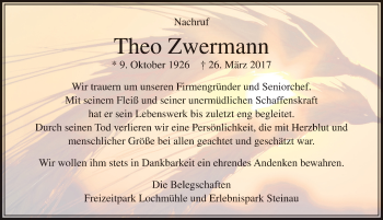 Traueranzeige von Theo Zwermann 