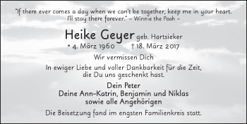 Traueranzeige von Heike Geyer 