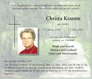 Traueranzeige von Christa Kramm 