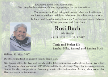 Traueranzeige von Rosi Buch 