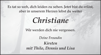 Traueranzeige von Christiane Haipeter 