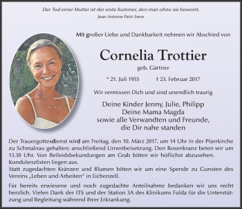 Traueranzeige von Cornelia Trottier 