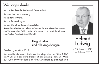Traueranzeige von Helmut Ludwig 