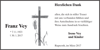 Traueranzeige von Franz Vey 