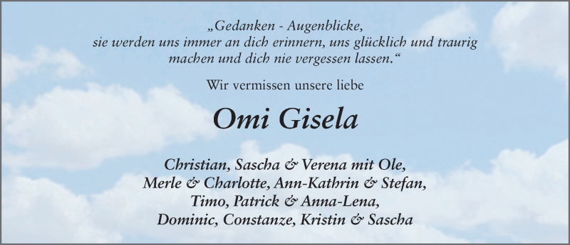  Traueranzeige für Gisela Heil vom 11.03.2017 aus 