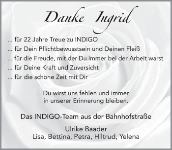 Traueranzeige von Ingrid Bücking 