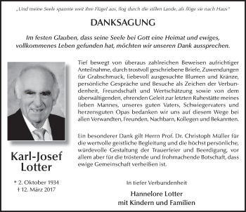 Traueranzeige von Karl-Josef Lotter 