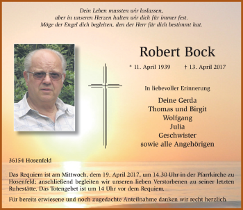 Traueranzeige von Robert Bock 