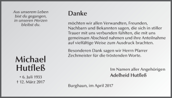 Traueranzeige von Michael Hutfleß 