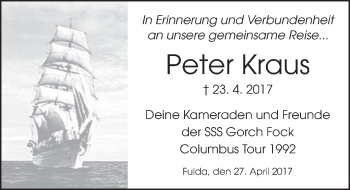 Traueranzeige von Peter Kraus 