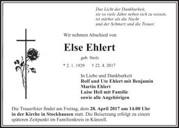 Traueranzeige von Else Ehlert 