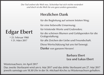 Traueranzeige von Edgar Ebert 