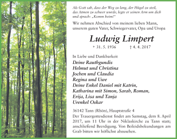 Traueranzeige von Ludwig Limpert 