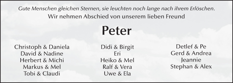  Traueranzeige für Peter Kraus vom 27.04.2017 aus 