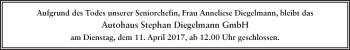 Traueranzeige von Anneliese Diegelmann 