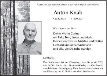 Traueranzeige von Anton Knab 