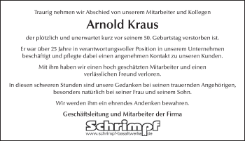 Traueranzeige von Arnold Kraus 