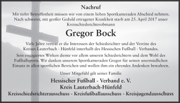 Traueranzeige von Gregor Bock 