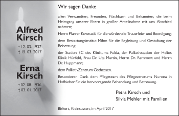 Traueranzeige von Alfred Kirsch 