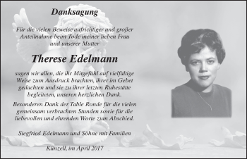 Traueranzeige von Therese Edelmann 