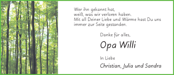 Traueranzeige von Willi Kress 