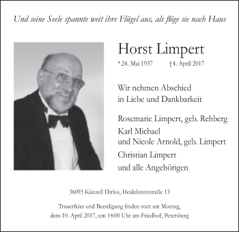 Traueranzeige von Horst Limpert 