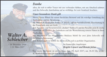 Traueranzeige von Walter A. Schleicher 