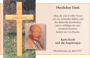 Traueranzeige von Lothar Kiehl 