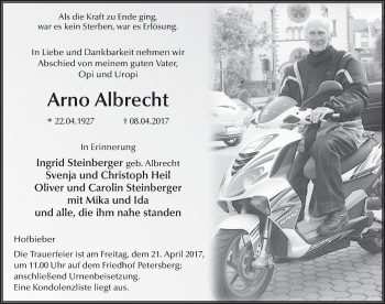 Traueranzeige von Arno Albrecht 
