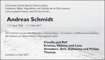 Traueranzeige von Andreas Schmidt 