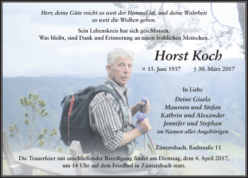 Traueranzeige von Horst Koch 