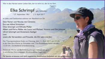 Traueranzeige von Elke Schrimpf 
