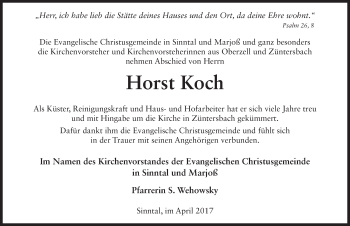 Traueranzeige von Horst Koch 