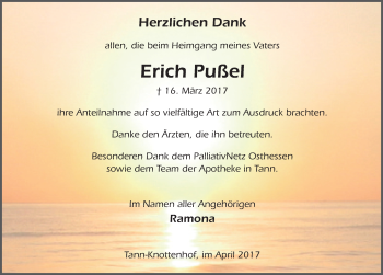 Traueranzeige von Erich Pußel 