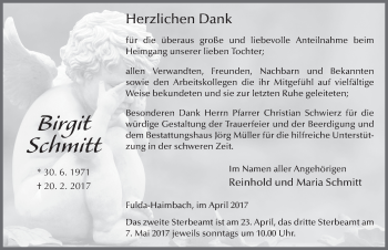 Traueranzeige von Birgit Schmitt 