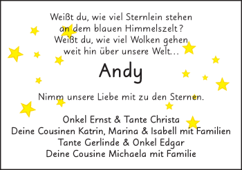 Traueranzeige von Andreas Müller 