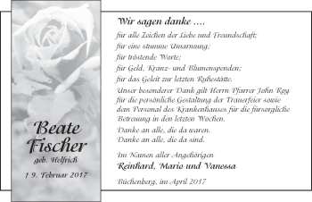 Traueranzeige von Beate Fischer 