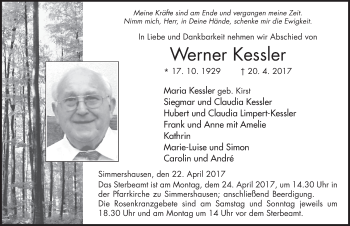 Traueranzeige von Werner Kessler 