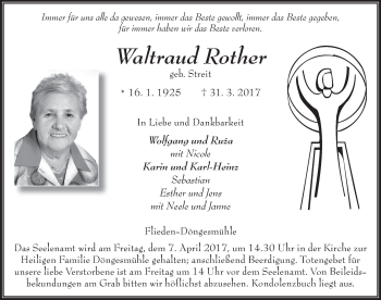 Traueranzeige von Waltraud Rother 