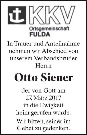 Traueranzeige von Otto-Richard Siener 