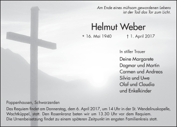 Traueranzeige von Helmut Weber 