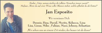 Traueranzeige von Jan-Niklas Esposito 