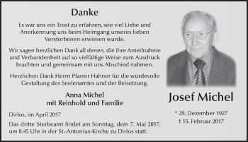 Traueranzeige von Josef Michel 