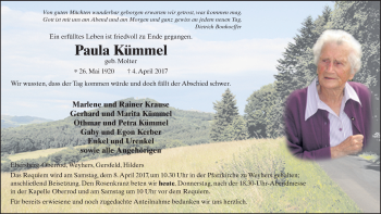 Traueranzeige von Paula Kümmel 