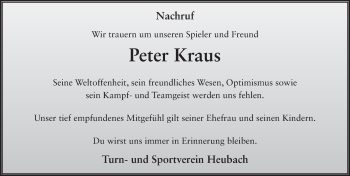 Traueranzeige von Peter Kraus 