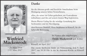 Traueranzeige von Winfried Mackenrodt 